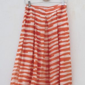 Gonna a vita alta in leggerissimo tencel bianco e corallo