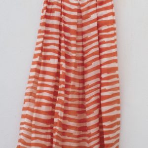 Gonna a vita alta in leggerissimo tencel bianco e corallo