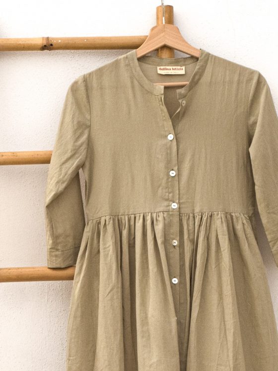 Vestito camicione in leggerissimo cotone tortora