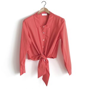 Camicetta in cotone corallo con nodo in vita by Delfina Letizia