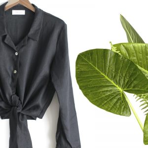 Camicetta in morbido lino colore nero e nodo in vita by delfina letizia